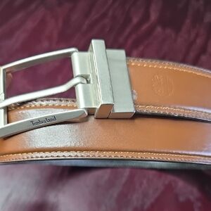 Timberland Brown Leather Belt with Silver Buckle